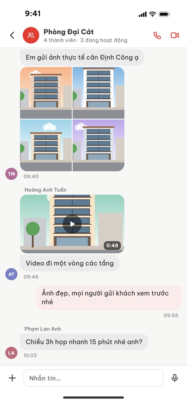 Chat nhóm Phòng Đại Cát gửi album 4 ảnh và video